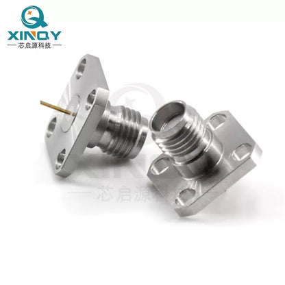 XINQY 4-hole flange 27G RF connector, SMA circuit board test fixture connection female, KFD fine pin tip, flat pin, lead length 4mm (with grounding ring) / 5 pieces [4]