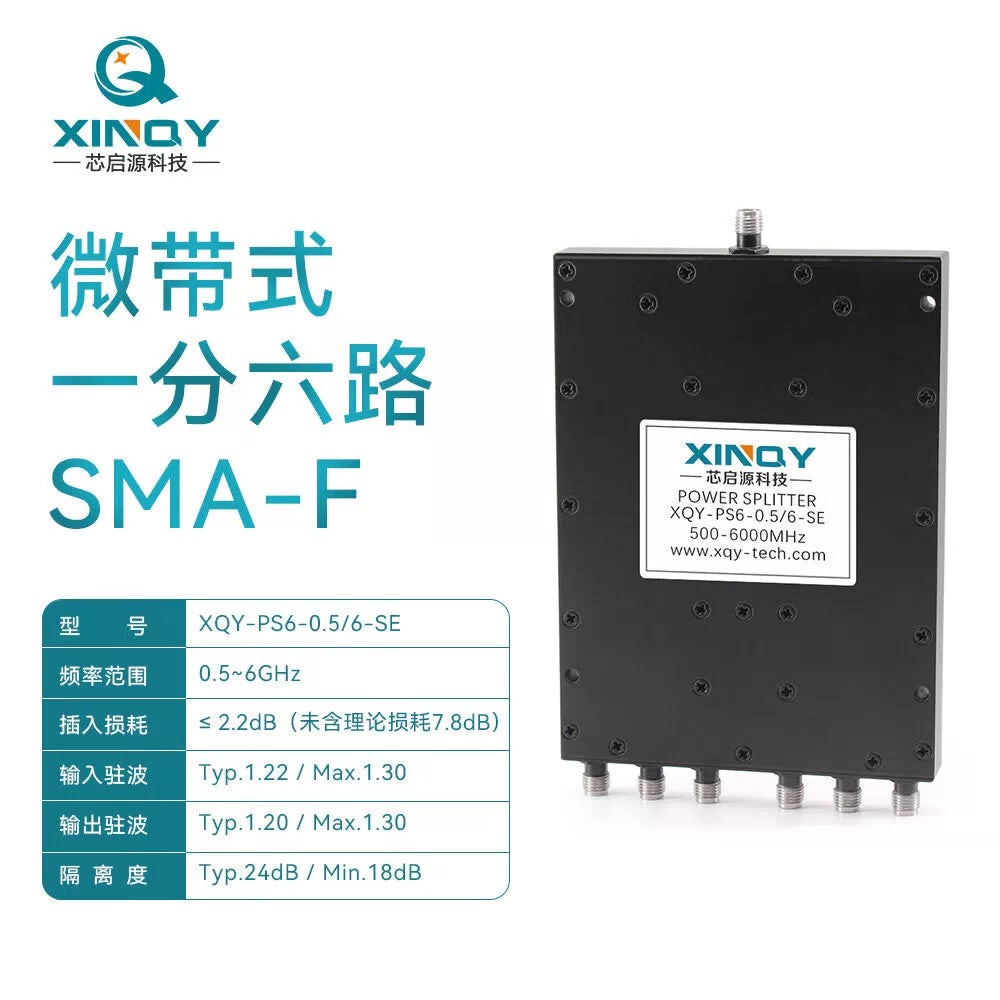 XINQY 500-6000MHz Microstrip Power Divider SMA 0.5/6G 1 to 6 WiFi Test Splitter 0.5GHz-6GHz [1]