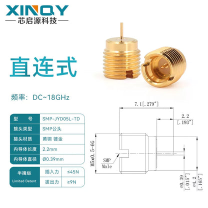XINQY GPO/SMP-JYD05L Semi-Escapement RF Connector, Embedded/Threaded Mount, Cavity Socket, 40G, Pin Length 2.2mm (18GHz), 5 Pieces [1]