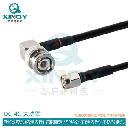 XINQY LMR200 High Power Coaxial Cable with BNC/TNC/N Connectors, 6G RF Interconnect Feeder, BNC Male Elbow - SMA Male (Stainless Steel); 2m [1]