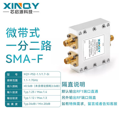 XINQY L-band GPS/GNSS microstrip power divider with DC blocking feed, 0.8-2.7G antenna receiver distributor, DC blocking version (1.1/1.7G). [1]