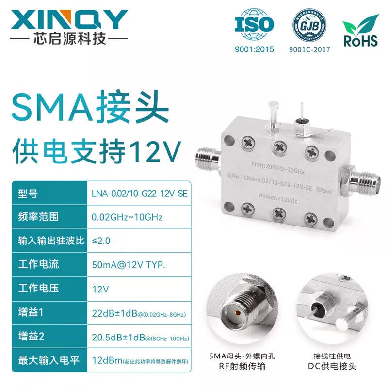 XINQY Low Noise Amplifier, Programmable/WIFI Preamplifier, Gain 22dB±1.5dB (Binding Terminal Powered), Power Adapter Not Included. [1]