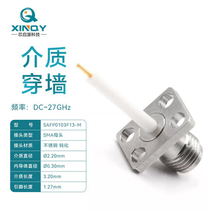 XINQY Millimeter Wave SMA-KFD RF Adapter 27G Extended Through-Wall PCB Screw Antenna Mount SAFP0103F13-M/2 pieces [1]