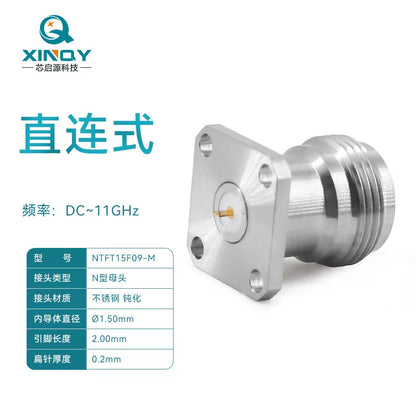 XINQY RF Connector N-type Female Panel Mount 11G KFD Stainless Steel Flat Pin Soldering Head NTFT15F09-M [1]