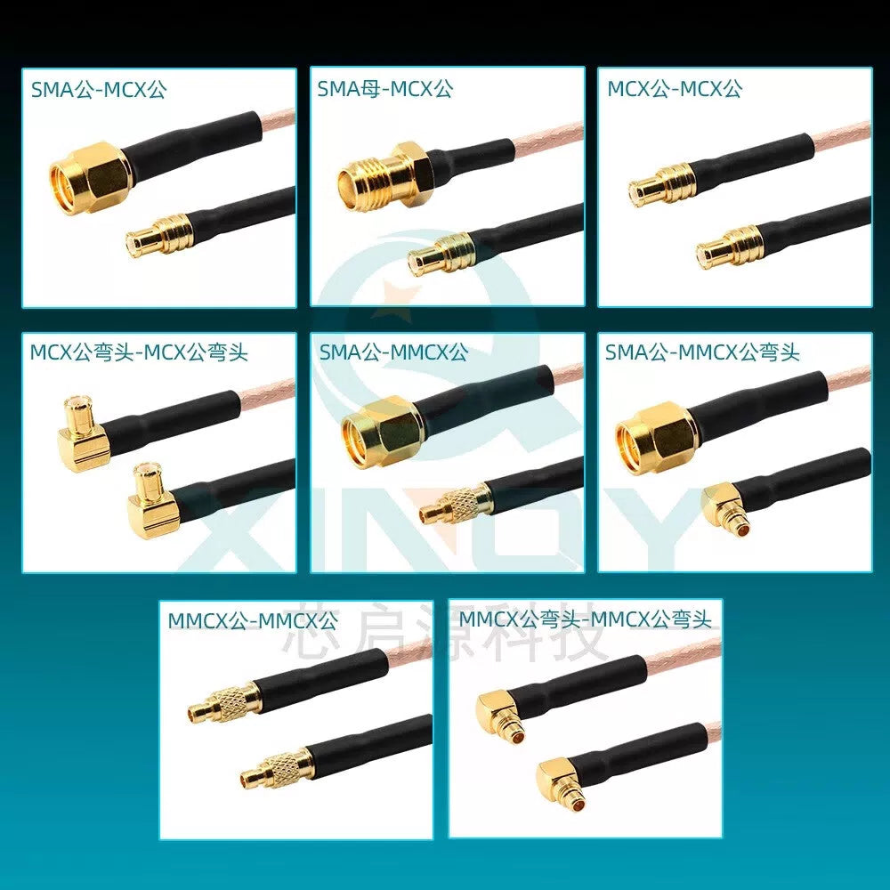 XINQY RG178 RF Connector Cable 6G SMA/MCX Coaxial Feeder Cable MMCX Connector Interconnect Jumper Cable SMA Male - MMCX Male Elbow; 0.15m [3]