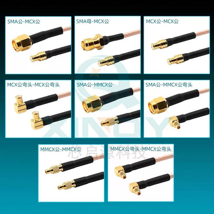 XINQY RG178 RF Connector Cable 6G SMA/MCX Coaxial Feeder Cable MMCX Connector Interconnect Patch Cord MMCX Male Elbow - MMCX Male Elbow; 0.1m [3]