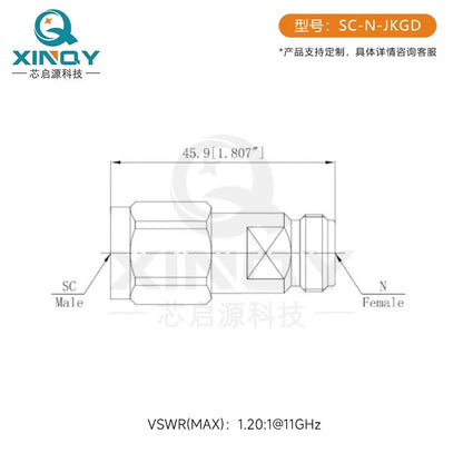 XINQY SC-N Adapter 11GHz RF Adapter, DIN Small Head SC Male to N Female Adapter, SC Male to N Female SC-N-JKGD [4]