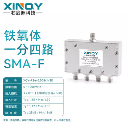 XINQY SMA 1-to-8 power divider, 0.005/1G power distribution, low-frequency clock synchronization, 5-1000M; SMA to 4-way power divider, 0.005/1G (5-1000M). [1]