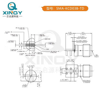 XINQY SMA Female Edge Through-Board Connector SMA-KCD03B PCB/Printed Board Positioning Pin Soldering Head, 5 pieces. [4]