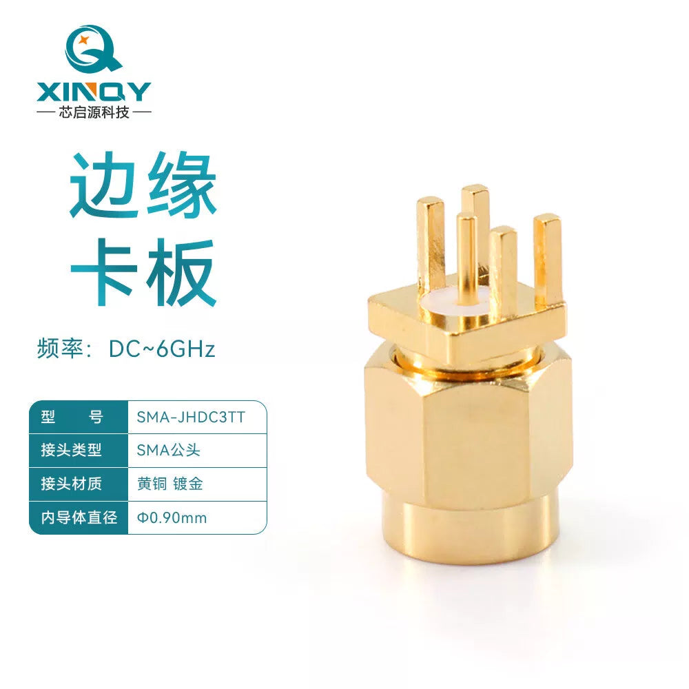 XINQY SMA-JHDC3 Printed Circuit Board RF Connector, Male with Internal Screw and Pin, PCB Edge Bracket Soldering Socket, SMA-JHDC3TT (Male) / 10 pieces [1]