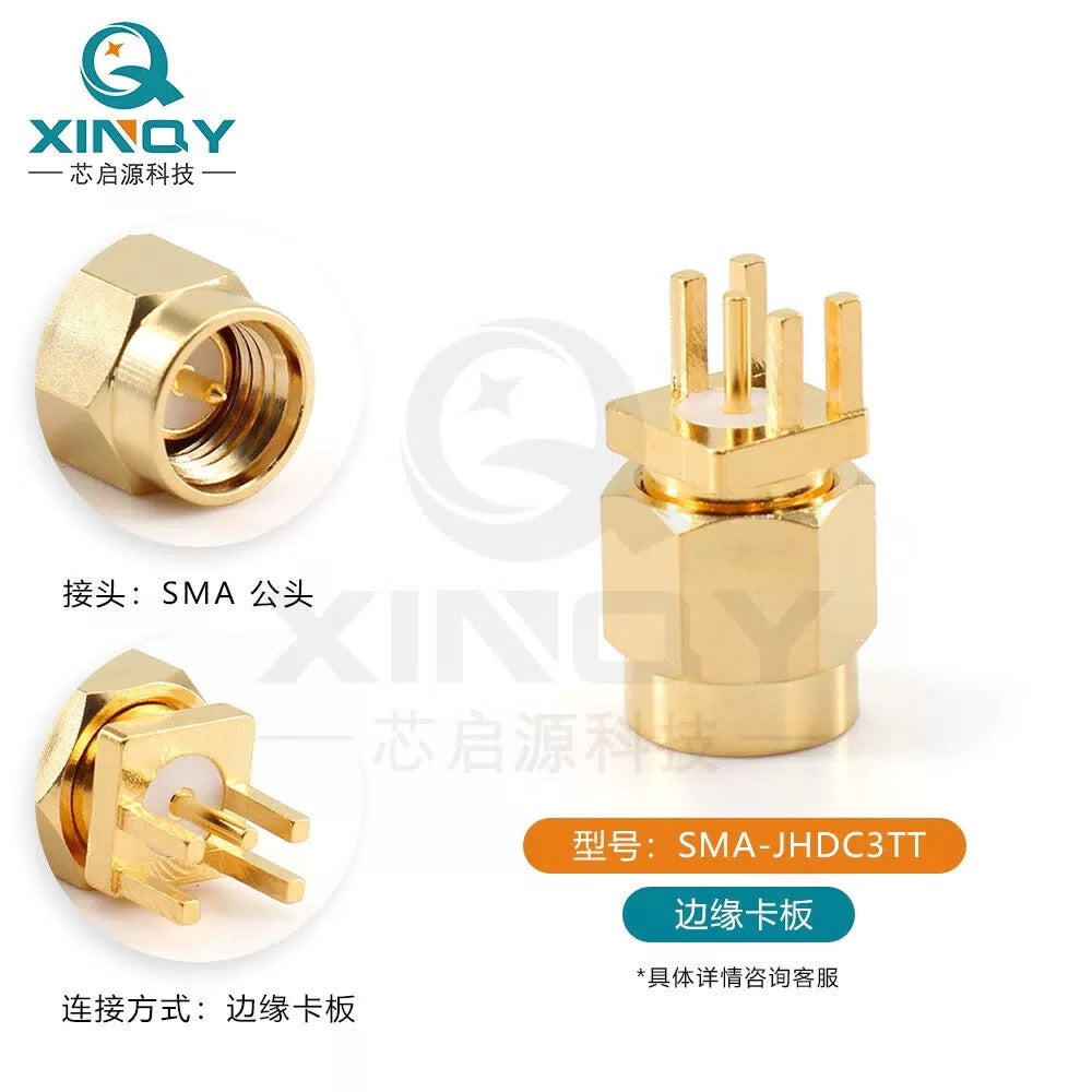XINQY SMA-JHDC3 Printed Circuit Board RF Connector, Male with Internal Screw and Pin, PCB Edge Bracket Soldering Socket, SMA-JHDC3TT (Male) / 10 pieces [4]