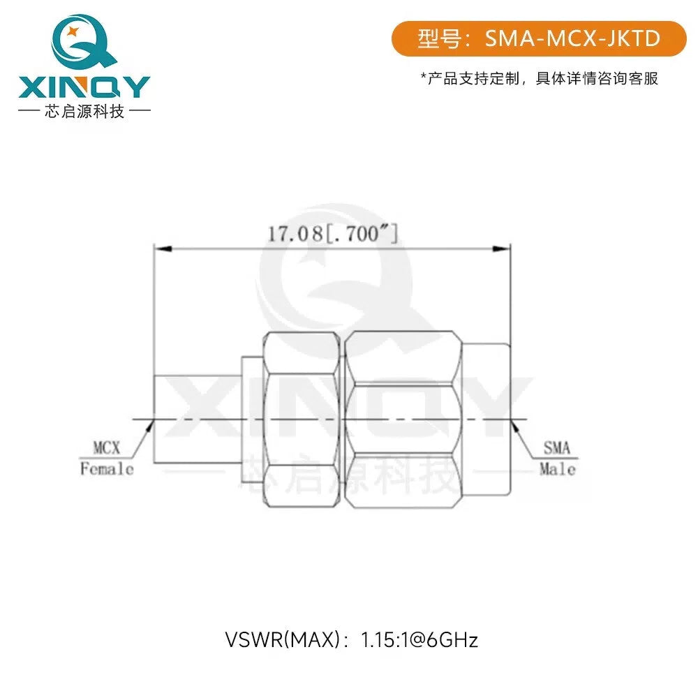 XINQY SMA-MCX-JK Test Adapter DC-6G Gold-Plated Male/Female Coaxial Adapter, SMA Male to MCX Female / 5pcs [5]