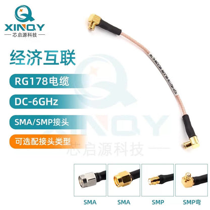 XINQY SMA/SMP Right Angle RF Connector Cable 6G RG178 Internal Interconnect Jumper Extension Cable, SMA Male to SMP Female, Length 0.15m [2]