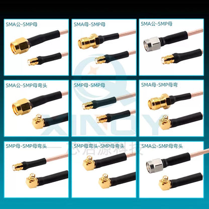 XINQY SMA/SMP Right Angle RF Connector Cable 6G RG178 Internal Interconnect Jumper Extension Cable, SMA Male to SMP Female, Length 0.15m [3]