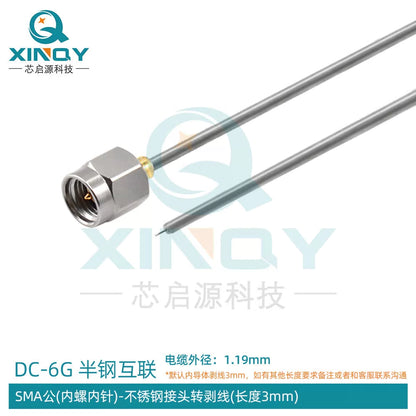 XINQY SMA board-end soldering test RF cable for WIFI/Bluetooth/IoT modules, 047 semi-steel wire, SMA male connector (stainless steel) - 3mm stripped; 0.05m/5 pieces [1]