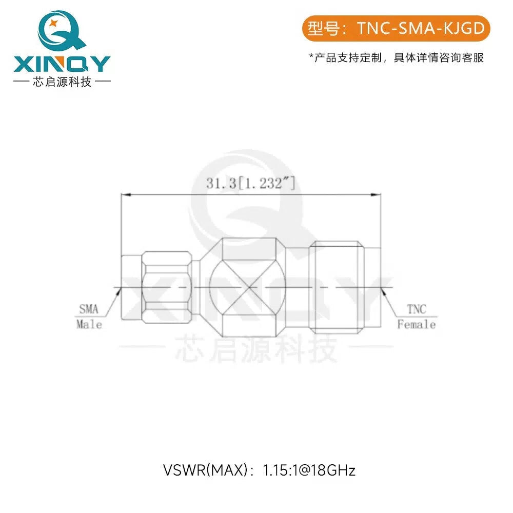 XINQY SMA to TNC Stainless Steel Adapter 18G TNC Female to SMA Male Coaxial Adapter TNC Female to SMA Male TNC-SMA-KJGD [5]