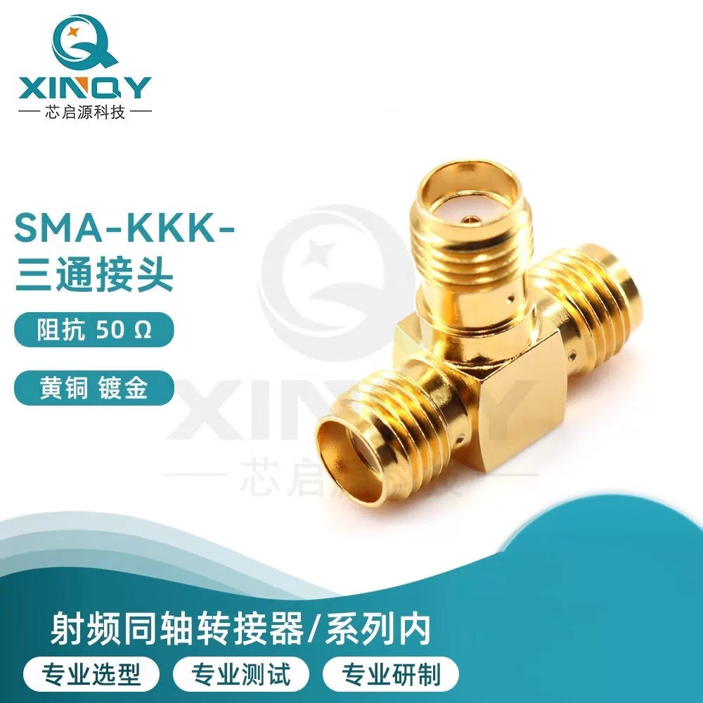 XINQY T-Connector SMA Female/Female RF Adapter External Screw Internal Hole Test Interconnector SMA Female/Male/Female/2 Pieces [2]