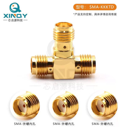 XINQY T-Connector SMA Female/Female RF Adapter External Screw Internal Hole Test Interconnector SMA Female/Male/Female/2 Pieces [4]