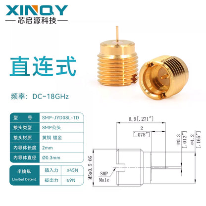 XINQY Threaded Mounting Socket, GPO RF Connector, Semi-Escapement Cavity Embedded Antenna Mount, SMP-JYD08L (18G), 5 pieces [1]