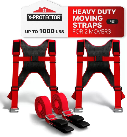 X-Protector Moving Straps - 2 Pairs - Lifting for 2 Standard, Red [1]