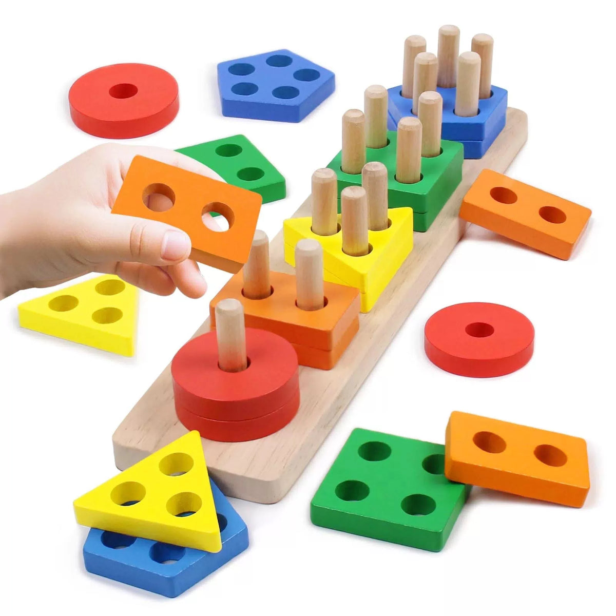 YHHYTOY Montessori Toys for 1 2 3 Year Old - Wooden Baby Stacking Rainbow [1]
