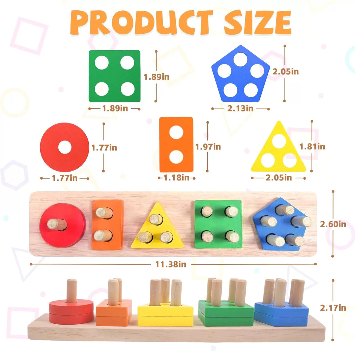 YHHYTOY Montessori Toys for 1 2 3 Year Old - Wooden Baby Stacking Rainbow [6]