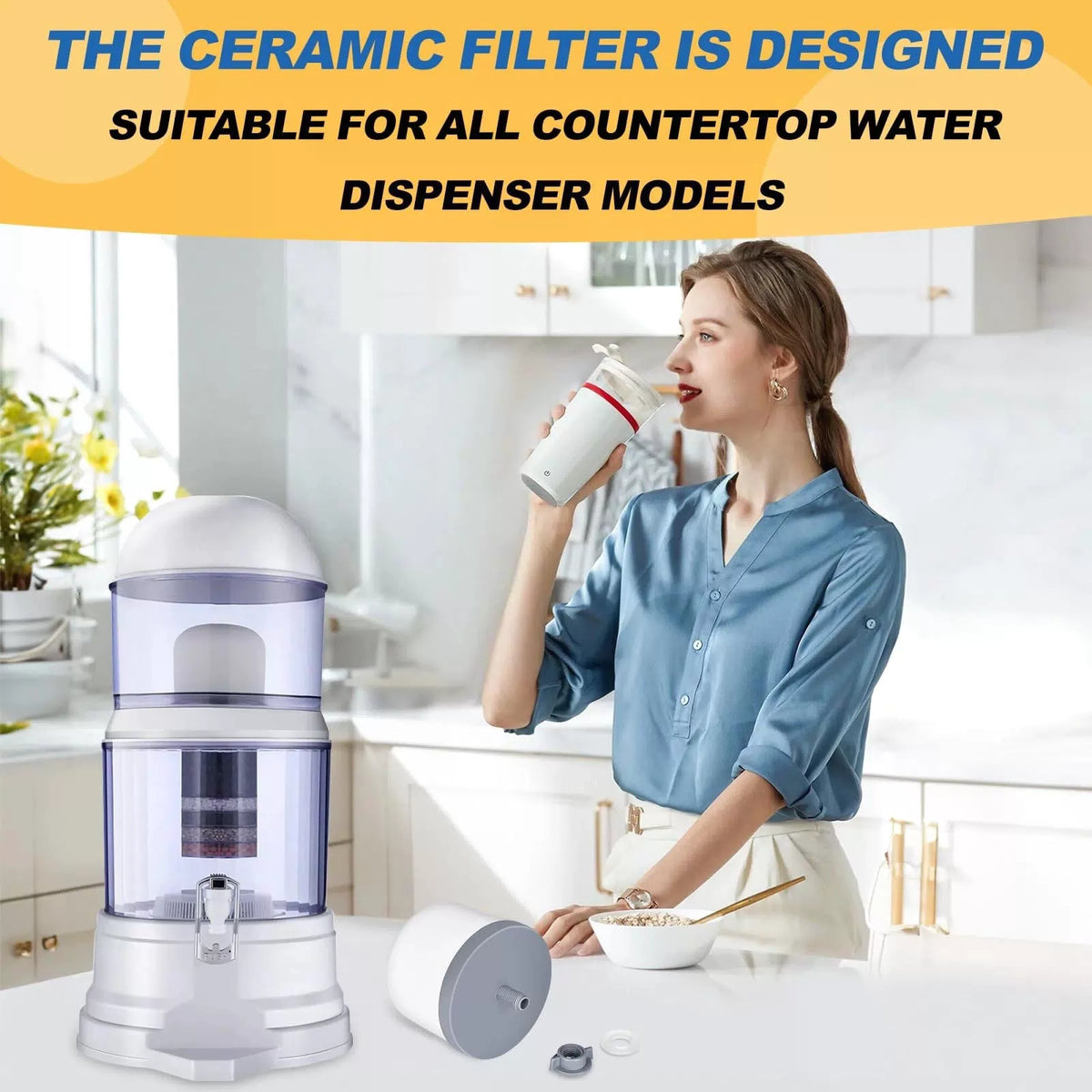 YKMGON 2Pack Replacement Ceramic Dome Water Filter 0.2 Ceramic-2, White [7]