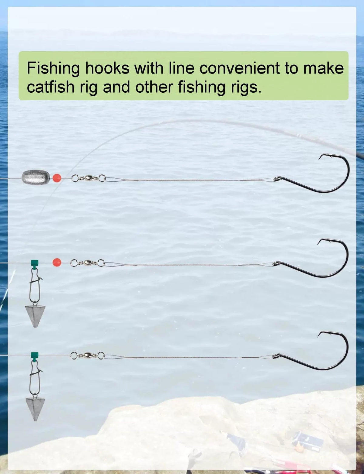 YVUDW Circle Hook with Steel Wire Leaders for Fishing Small, 1/0, 30 Pcs [5]