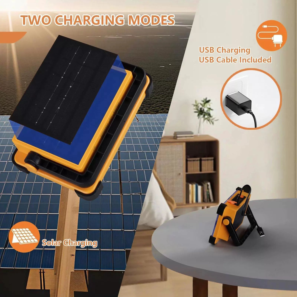 YXQUA 120W Solar Rechargeable Work Light, 144 LED 10000LM, IP65 Yellow [3]