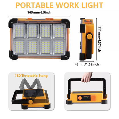 YXQUA 120W Solar Rechargeable Work Light, 144 LED 10000LM, IP65 Yellow [4]