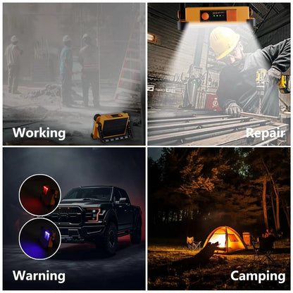 YXQUA 120W Solar Rechargeable Work Light, 144 LED 10000LM, IP65 Yellow [7]