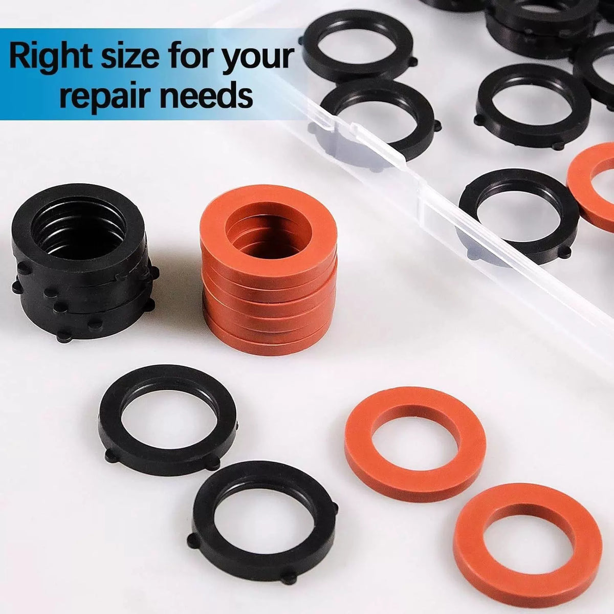 ZDBB 80 Pcs Garden Hose Gasket Rubber Seal, Fits All 80 PCS, red,black [3]