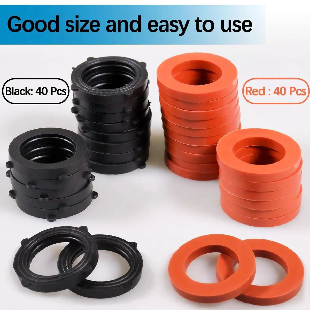 ZDBB 80 Pcs Garden Hose Gasket Rubber Seal, Fits All 80 PCS, red,black [6]