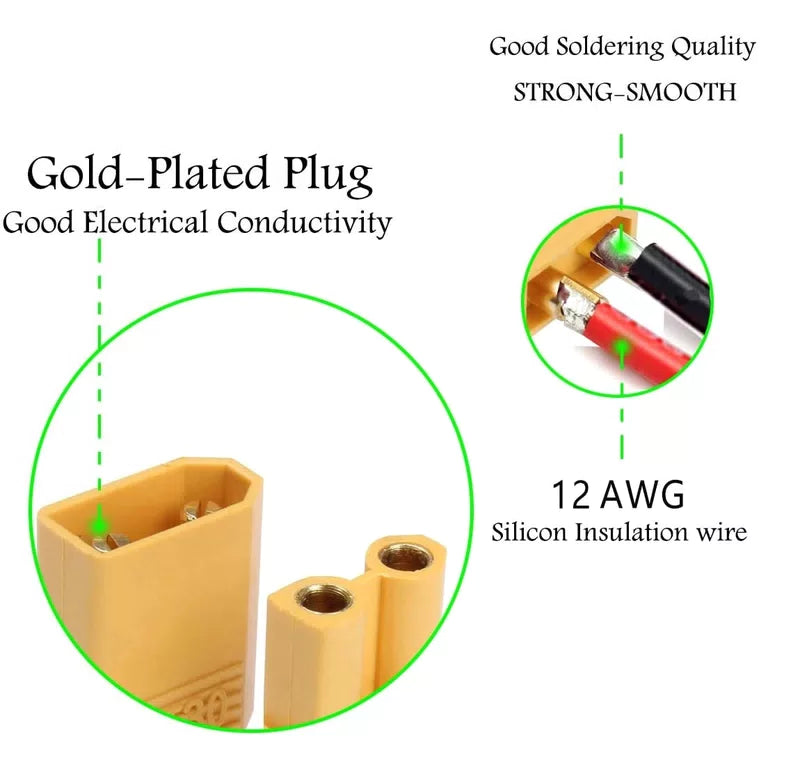ZHOFONET 3 Pairs XT60 Plug Female and Male Connector,XT60 12AWG [3]