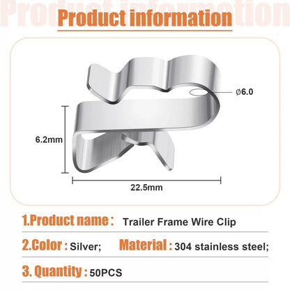 Zhengmy 50 Pcs Trailer Frame Wire Clips Stainless Steel 22.5 mm/ 0.89 inches [2]