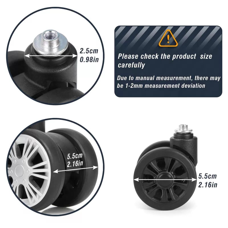 Zoofen Luggage Replacement Wheels 2 pcs Suitcase Silver [2]