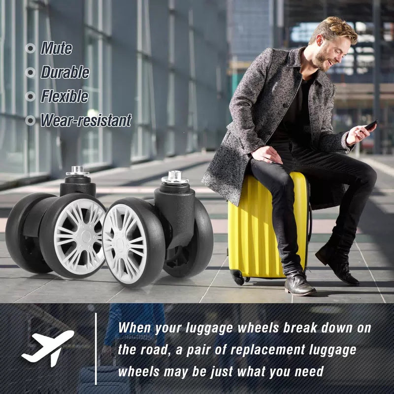 Zoofen Luggage Replacement Wheels 2 pcs Suitcase Silver [8]