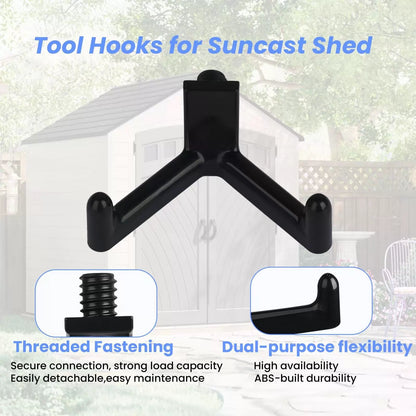 Zookpr 5 Pcs Tool Hooks for Suncast, Double Head Storage Hanger - Black [2]