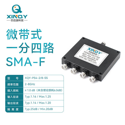 XINQY 8G Quad Power Divider with SMA Female Connector, 2/8GHz 0.5-8G Power Divider, 6.5/5.9G 2-8GHz