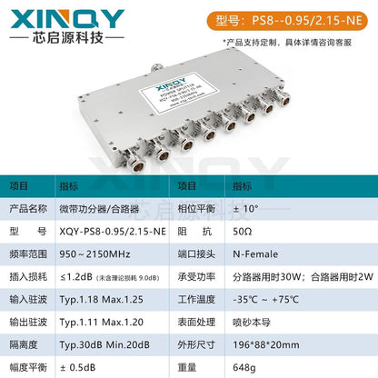 XINQY N/TNC 1-to-8 GNSS/GPS/BeiDou Signal Divider, Satellite Full-Band Antenna Power Divider, TNC Head Direction Isolation Model