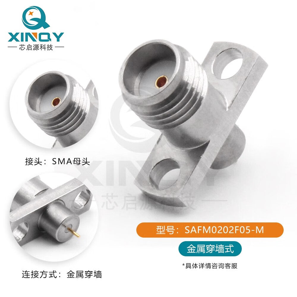 XINQY SMA-KFD Coaxial Connector 27G High Frequency Metal Through-Wall Female Flange Two-Hole Fixed Connector SAFM0202F05-M/2 pieces