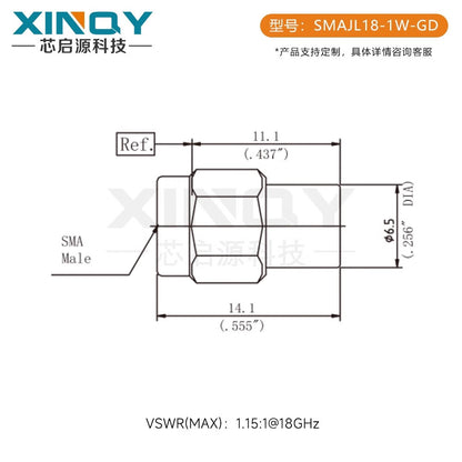 XINQY SMA coaxial terminating load, 0-18G stainless steel 1W 50 ohm, RF plug for network analyzer testing, 18G, VSWR ≤1.25 (4 plugs)