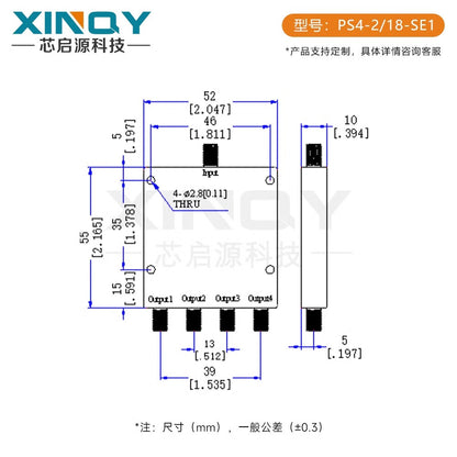 XINQY SMA High-Frequency Power Divider 2-18GHz (1 to 4) Microstrip Power Divider 2000-18000MHz 2-18GHz