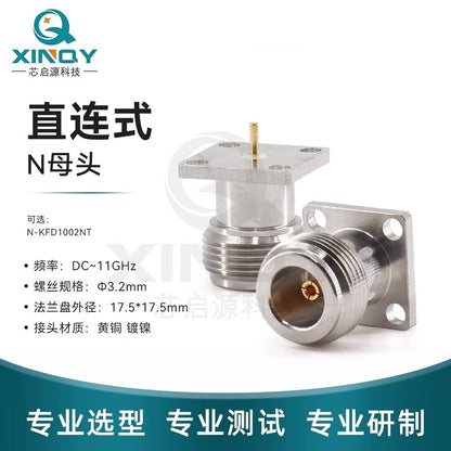 XINQY Four-Hole Flange Panel Mount RF Connector DC-11GHz Direct PCB Soldering N-KFD1002NT/5pcs