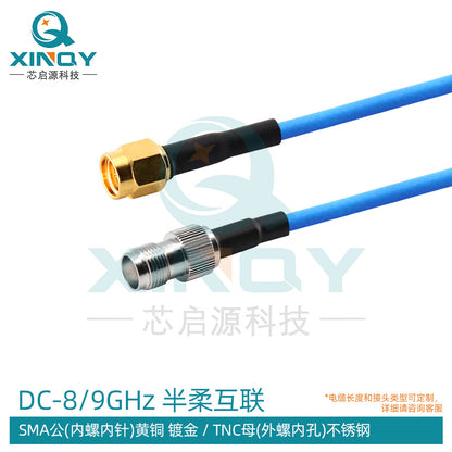 XINQY 086/405 Semi-flexible low-loss RF interconnect cable 8/9G SMA/N/TNC device interconnect cable, TNC female connector - SMA male connector; 3m/2 pieces