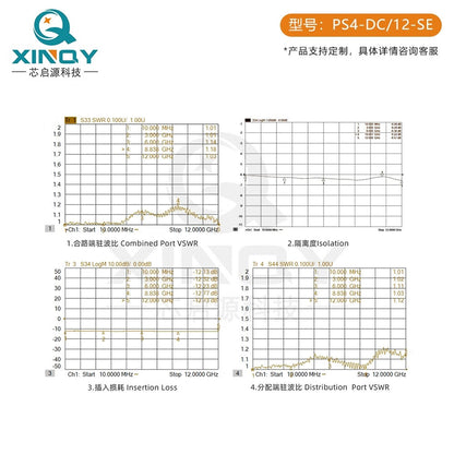 XINQY 1-to-4 Power Divider, Ultra-Low Frequency High Bandwidth 0-12GHz Signal Power Divider, SMA Female 0-18GHz