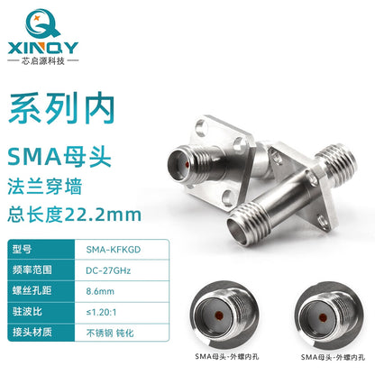 XINQY SMA Four-Hole Flange Adapter 27GHz RF Coaxial Adapter Shielded Chassis Connector 0-27GHz