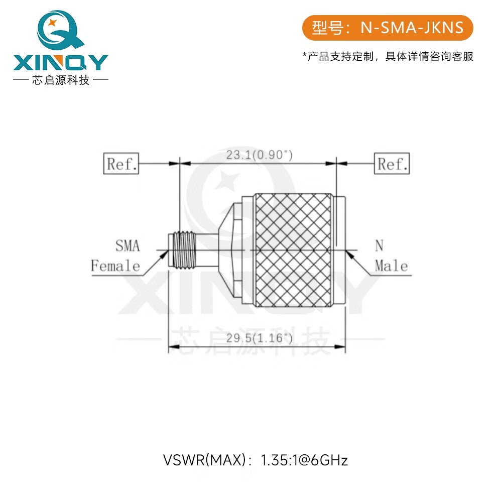 XINQY N/SMA/JK RF Coaxial Adapter - N Male/SMA Female 6G Test Adapter - N Female to SMA Female (5 pieces)