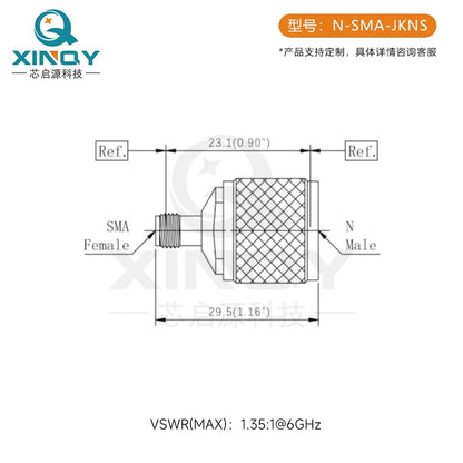 XINQY N/SMA/JK RF Coaxial Adapter - N Male/SMA Female 6G Test Adapter - N Female to SMA Female (5 pieces)