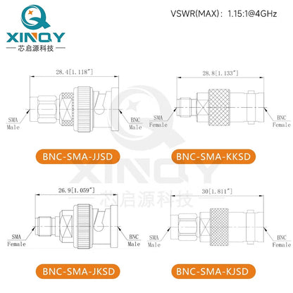 XINQY BNC/SMA Coaxial Adapter 4G BNC to SMA Female/Male Q9 Adapter for Spectrum Analyzers. Male BNC to SMA connector (BNC-SMA-JJ/5 pieces).